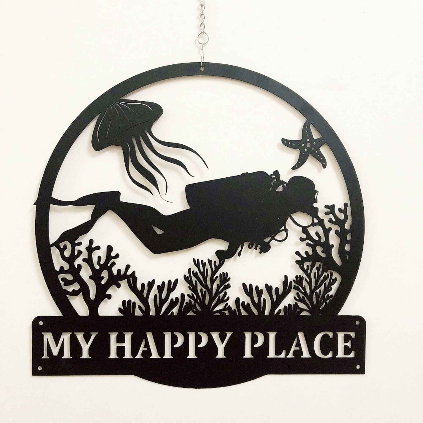 Personalized Diver Name Metal Wall Art, Scuba Beach House Gift