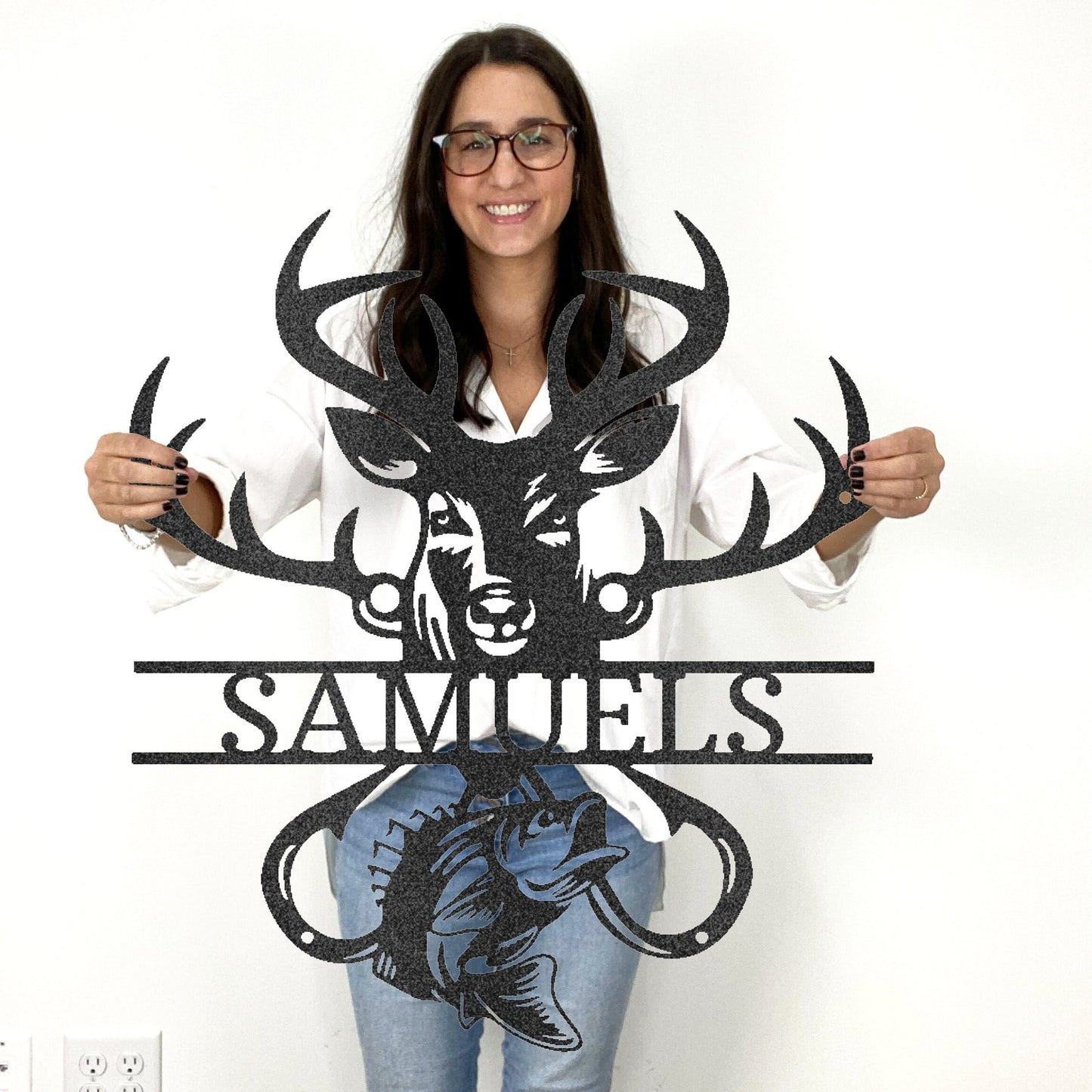 Custom Split Deer And Fish Sign