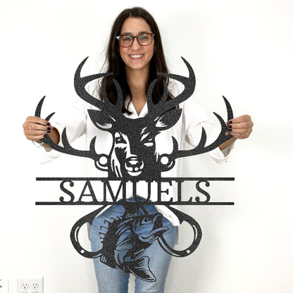 Custom Split Deer And Fish Sign