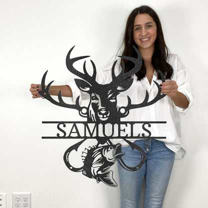 Custom Split Deer And Fish Sign