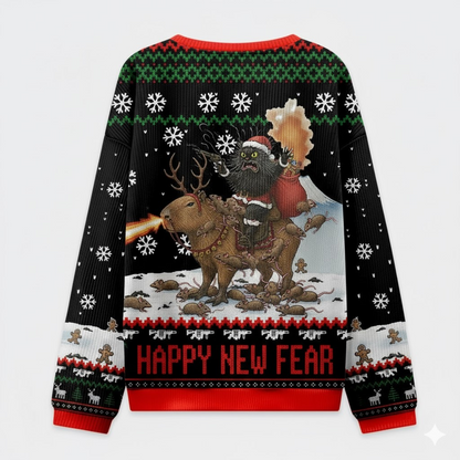 🦌 Santa Riding Reindeer Ugly Christmas Sweater – Funny Holiday Fire Breath Jumper