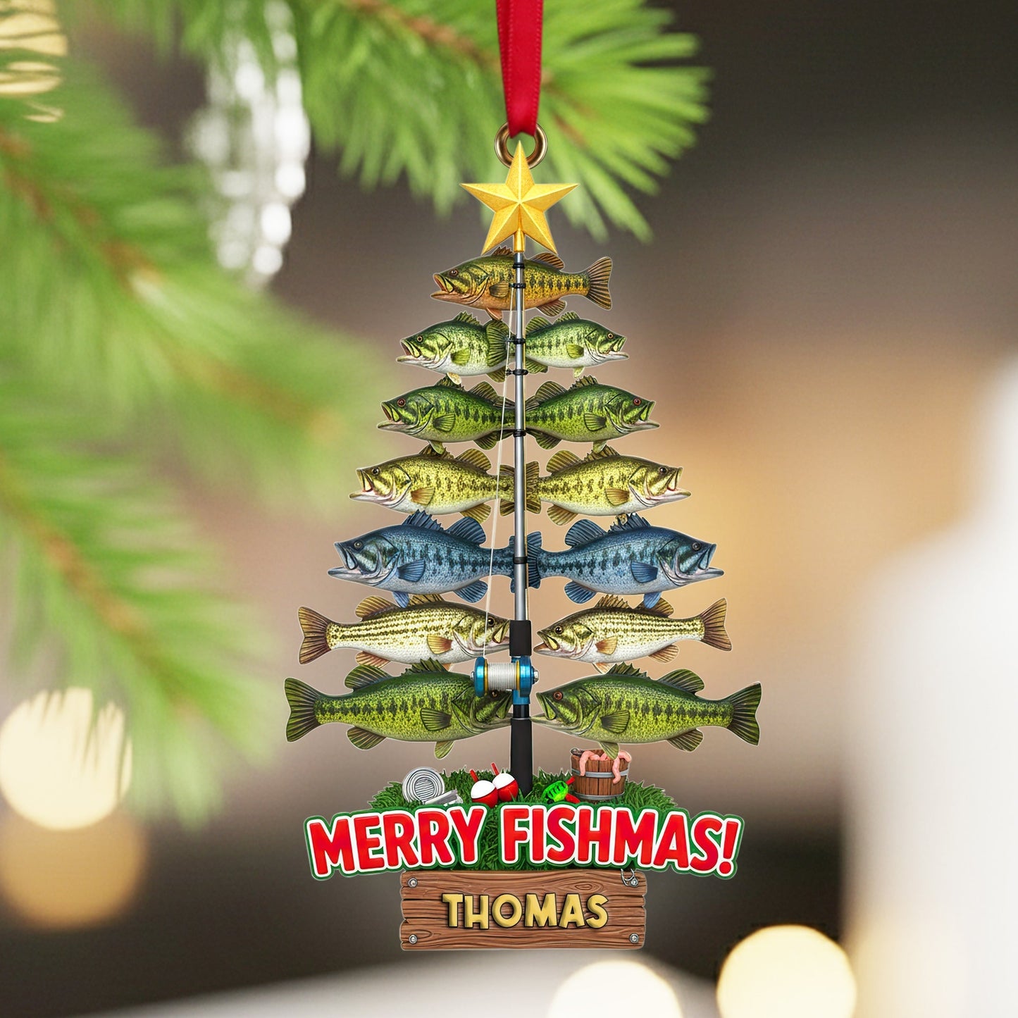 Merry Fishmas - Personalized Ornament Christmas Gift for Fishing Lovers
