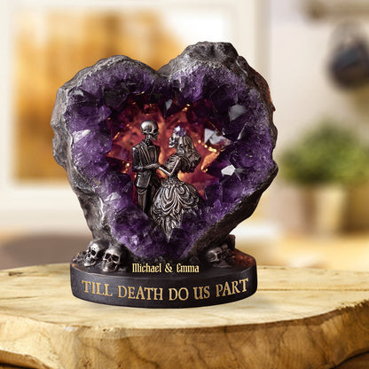Amethyst Style Skull Couple, Till Death Do Us Part - Personalized Couple Custom Shaped Acrylic Plaque
