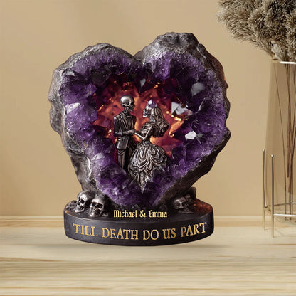 Amethyst Style Skull Couple, Till Death Do Us Part - Personalized Couple Custom Shaped Acrylic Plaque