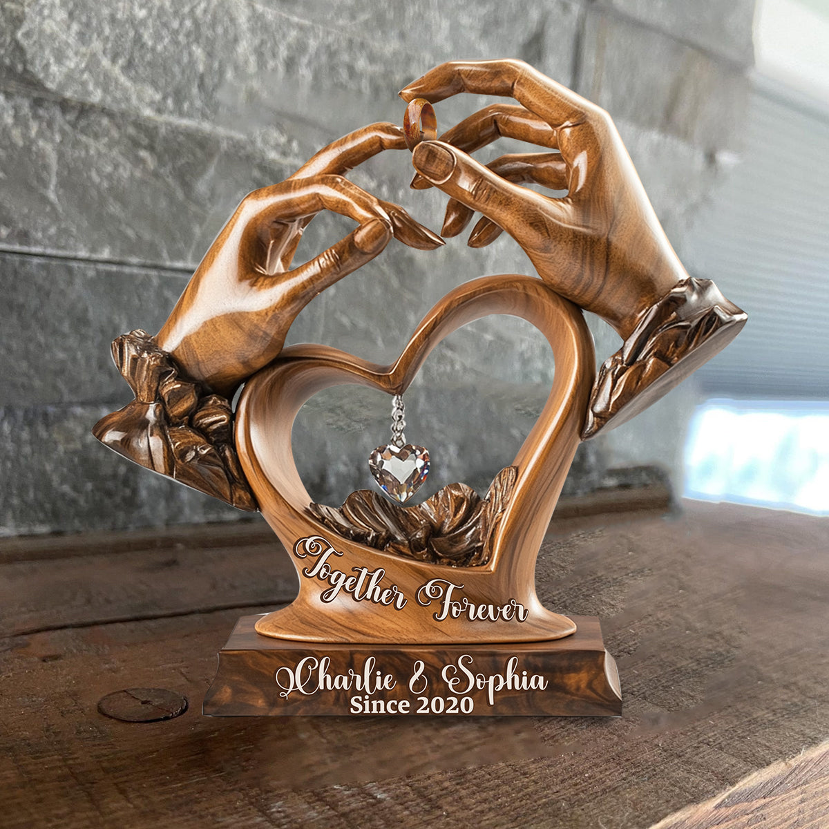 Engagement Wedding Anniversary - Personalized Couple Custom Shaped Acrylic Plaque