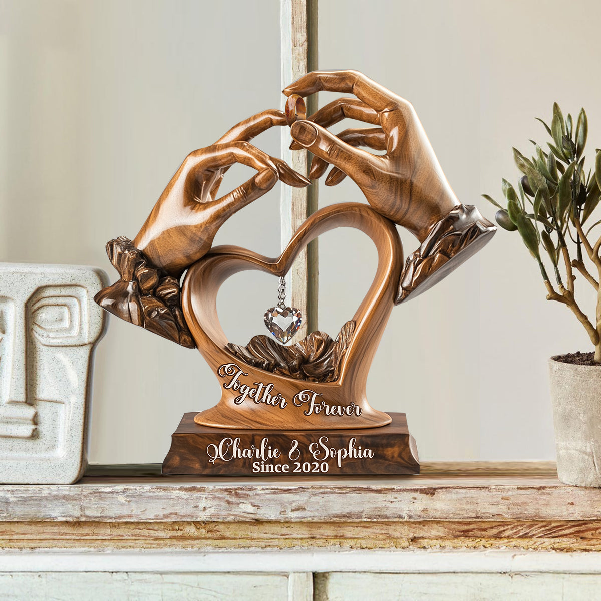 Engagement Wedding Anniversary - Personalized Couple Custom Shaped Acrylic Plaque