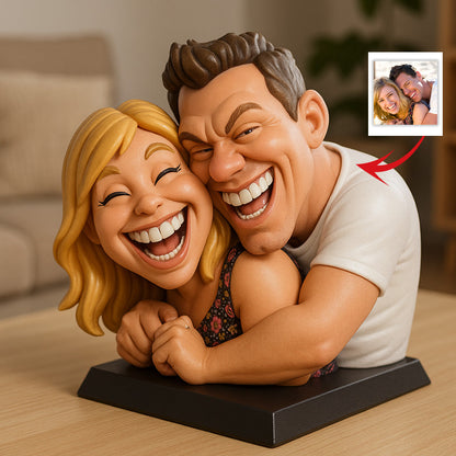 Funny Gift Cartoonish Exaggerated Mascot Style - Personalized Couple Custom Shaped Acrylic Plaque