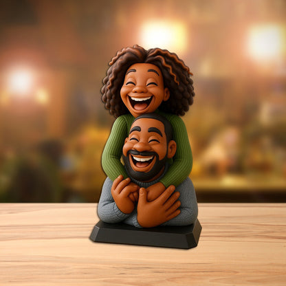 Funny Gift Cartoonish Exaggerated Mascot Style - Personalized Couple Custom Shaped Acrylic Plaque