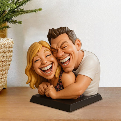 Funny Gift Cartoonish Exaggerated Mascot Style - Personalized Couple Custom Shaped Acrylic Plaque