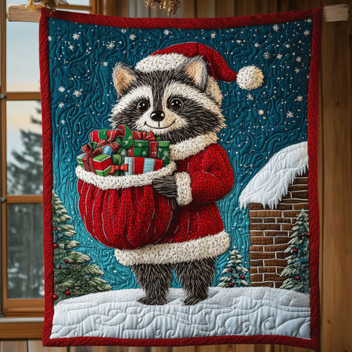 Cozy Racoon with a Festive Spirit Quilt
