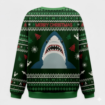 🦈 Great White Christmas Shark Sweater – Funny Santa Shark Ugly Holiday Top
