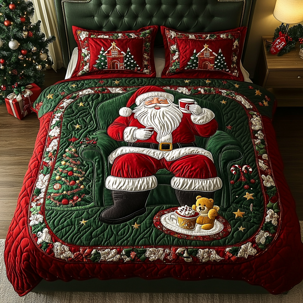 Santa Bliss 3-Piece Quilted Bedding Set