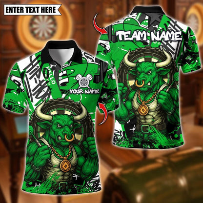 Personalized Name Dart Polo Shirt, Fire Bull Darts Design ,Custom Team Shirt for Men, Gift for Darts Players