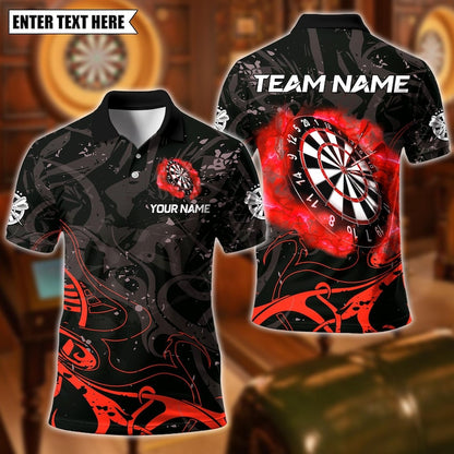 Personalized Name Dart Polo Shirt, Dartboard Design ,Custom Team Shirt for Men, Gift for Darts Players
