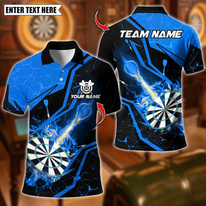 Personalized Name Dart Polo Shirt, Flame With Dartboard Design ,Custom Team Shirt for Men, Gift for Darts Players