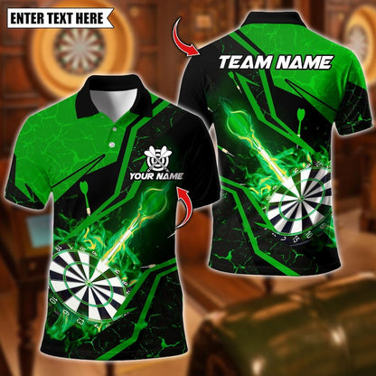Personalized Name Dart Polo Shirt, Flame With Dartboard Design ,Custom Team Shirt for Men, Gift for Darts Players