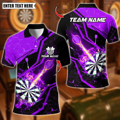 Personalized Name Dart Polo Shirt, Flame With Dartboard Design ,Custom Team Shirt for Men, Gift for Darts Players