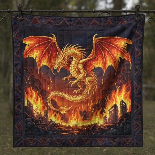 Blazing Citadel Fire Dragon Destruction Quilt
