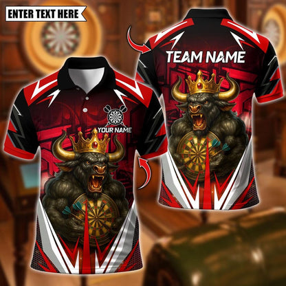 Personalized Name Dart Polo Shirt, Fire Bull Darts Design ,Custom Team Shirt for Men, Gift for Darts Players