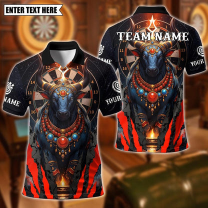 Personalized Name Dart Polo Shirt, Nandi Cosmic Protector With Dartboard Design ,Custom Team Shirt for Men, Gift for Darts Players