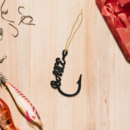 Personalised Lightweight Metal Fishing Hook Ornament with Name Christmas Tree Decoration Christmas Gift for Fishing Lovers