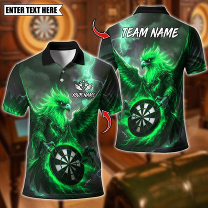 Personalized Name Dart Polo Shirt, Darts Phoenix Thunder Lightning Design ,Custom Team Shirt for Men, Gift for Darts Players
