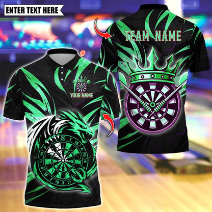 Personalized Name Dart Polo Shirt, Premium Dragon Darts Design ,Custom Team Shirt for Men, Gift for Darts Players
