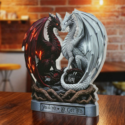 Personalized Dragon Couple Acrylic Plaque, Custom Name Lovers Gift, Fantasy Anniversary Decor, Wedding Gifts for Husband and Wife, Dragon Gifts