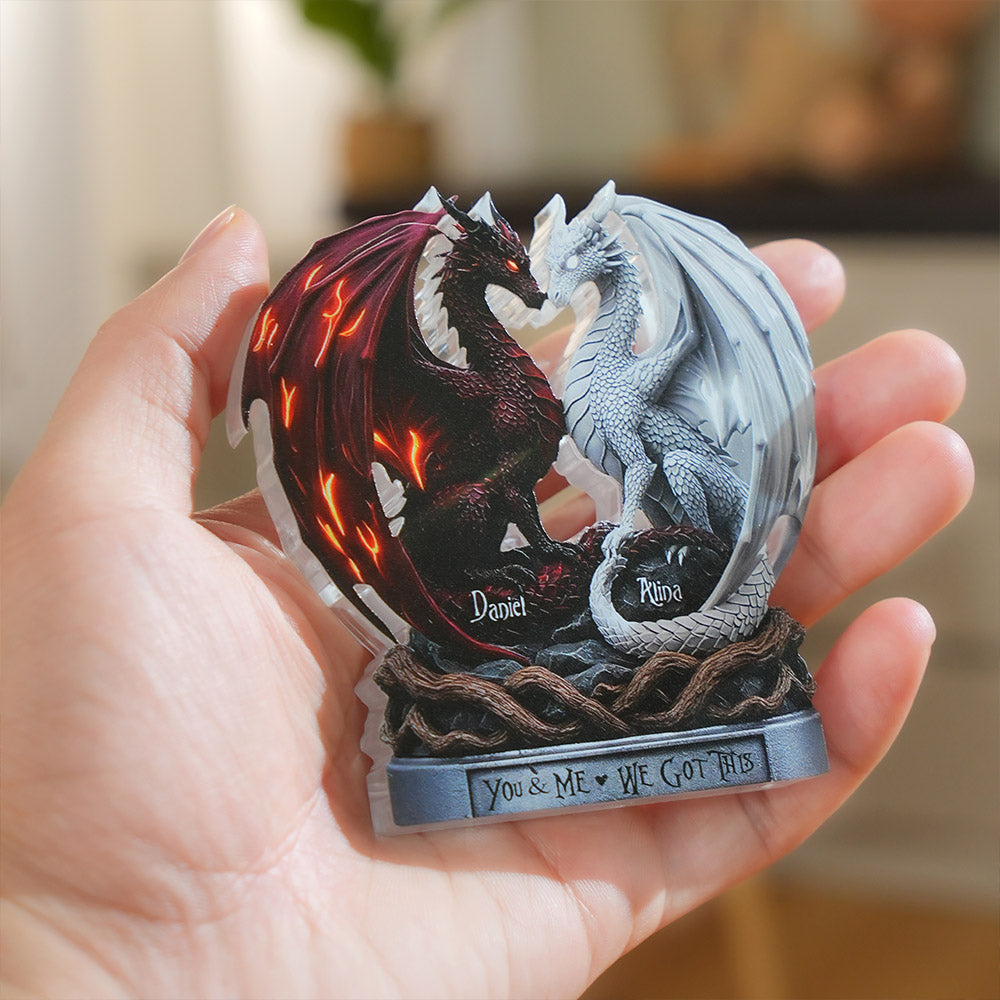 Personalized Dragon Couple Acrylic Plaque, Custom Name Lovers Gift, Fantasy Anniversary Decor, Wedding Gifts for Husband and Wife, Dragon Gifts