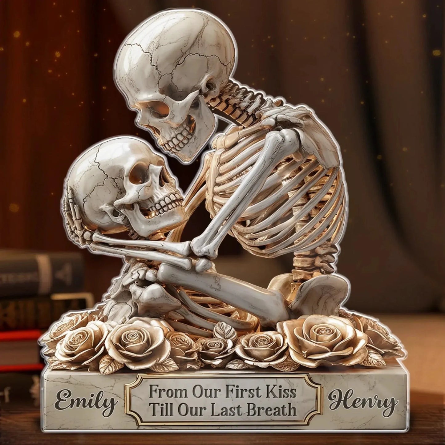 Custom Gothic Skeleton Acrylic Plaque - Personalized Anniversary Wedding Gifts For Husband And Wife, Him And Her - Bone To Be Yours
