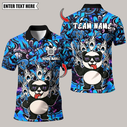 Personalized Name Dart Polo Shirt, Panda Cool Style Multicolor Options Design ,Custom Team Shirt for Men, Gift for Darts Players