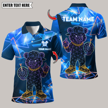 Personalized Name Dart Polo Shirt, Bulldog Fire Flames Multicolor Options Design ,Custom Team Shirt for Men, Gift for Darts Players