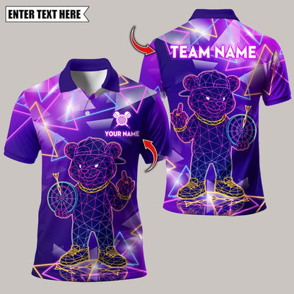 Personalized Name Dart Polo Shirt, Bulldog Fire Flames Multicolor Options Design ,Custom Team Shirt for Men, Gift for Darts Players