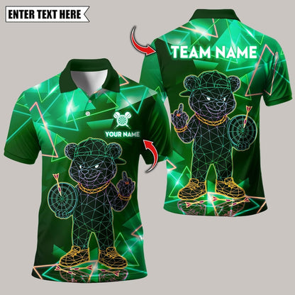 Personalized Name Dart Polo Shirt, Bulldog Fire Flames Multicolor Options Design ,Custom Team Shirt for Men, Gift for Darts Players
