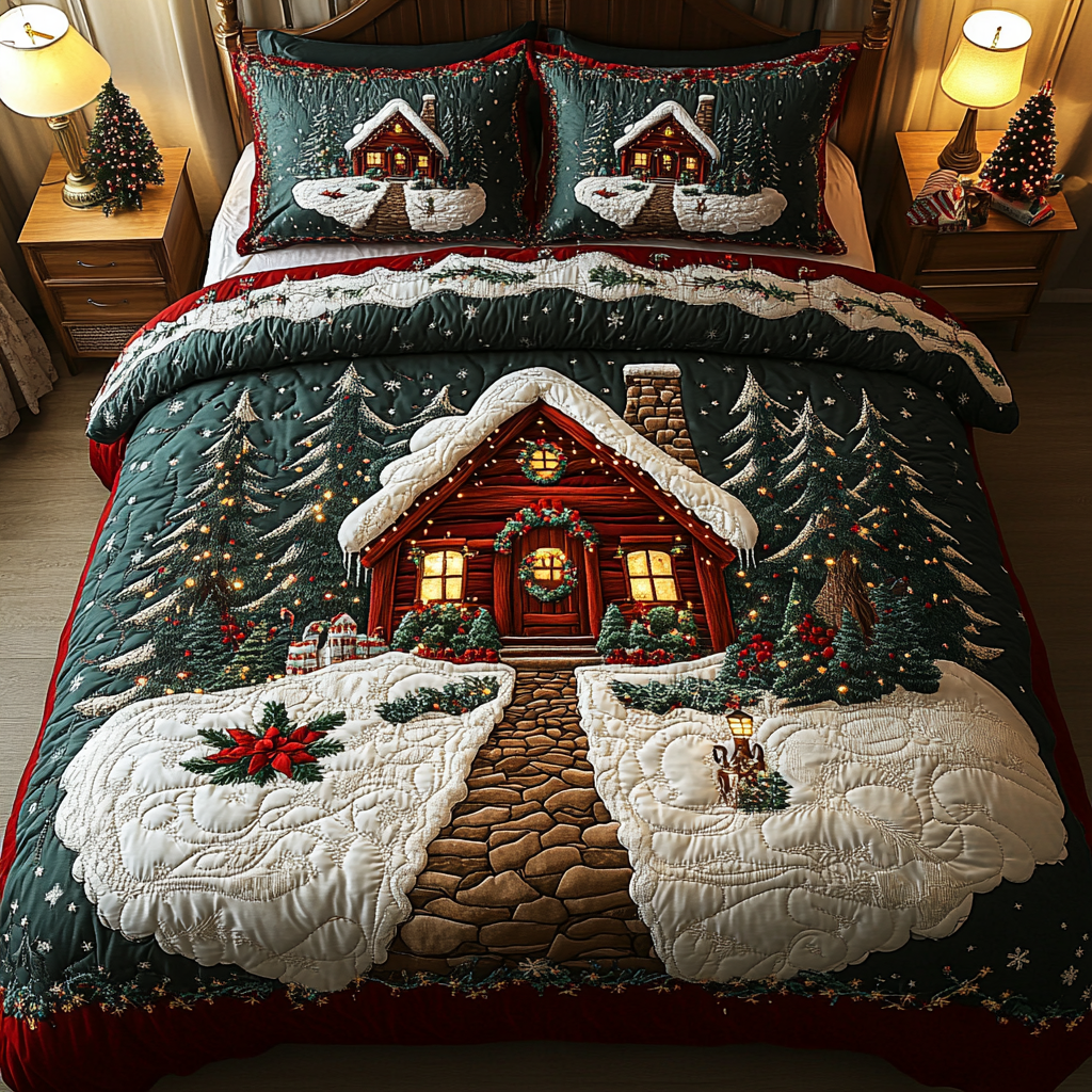 Winter Cabin 3-Piece Quilted Bedding Set