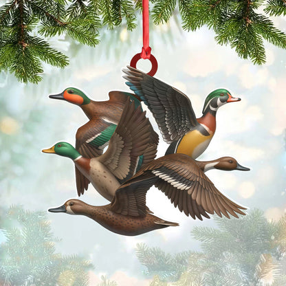 Flying Duck Acrylic Christmas Ornament - 3D Waterfowl Hunting Decor, Duck Hunter Gift Idea