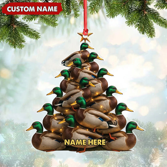 Personalized Acrylic Mallard Duck Christmas Tree Ornament - Custom Hunting Holiday Decoration