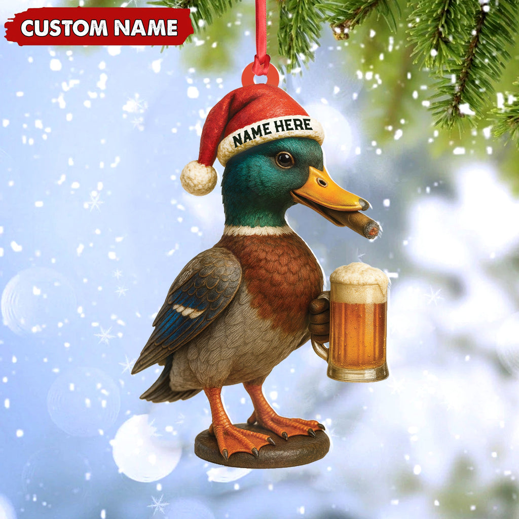 Personalized Mallard Duck Christmas Acrylic Ornament Custom Name Holiday Decor for Hunters & Nature Lovers