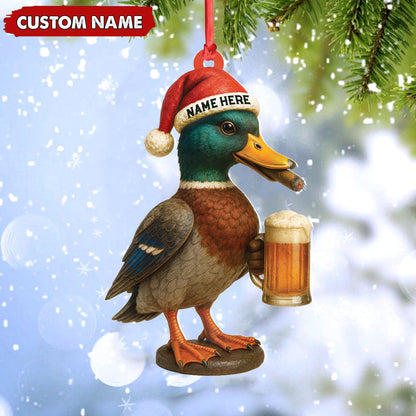 Personalized Mallard Duck Christmas Acrylic Ornament Custom Name Holiday Decor for Hunters & Nature Lovers