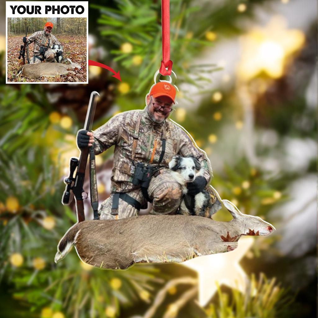Personalized Hunting Acrylic Christmas Ornament Custom Photo Gift for Hunters & Outdoor Lovers