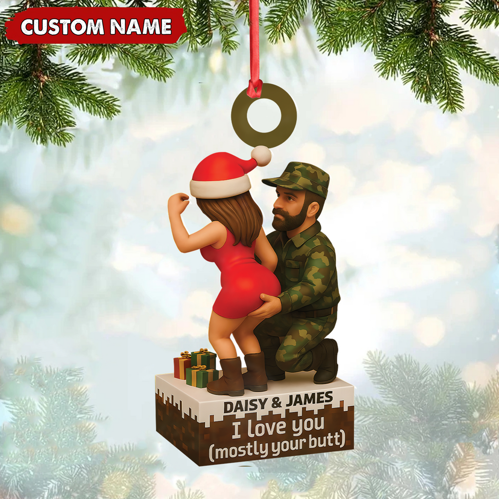 Personalized Funny Hunter Couple Acrylic Ornament - Custom Name Christmas Gift for Him or Her