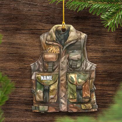 Personalized Camo Hunting Vest Ornament Custom Name Christmas Tree Decoration Gift for Hunters