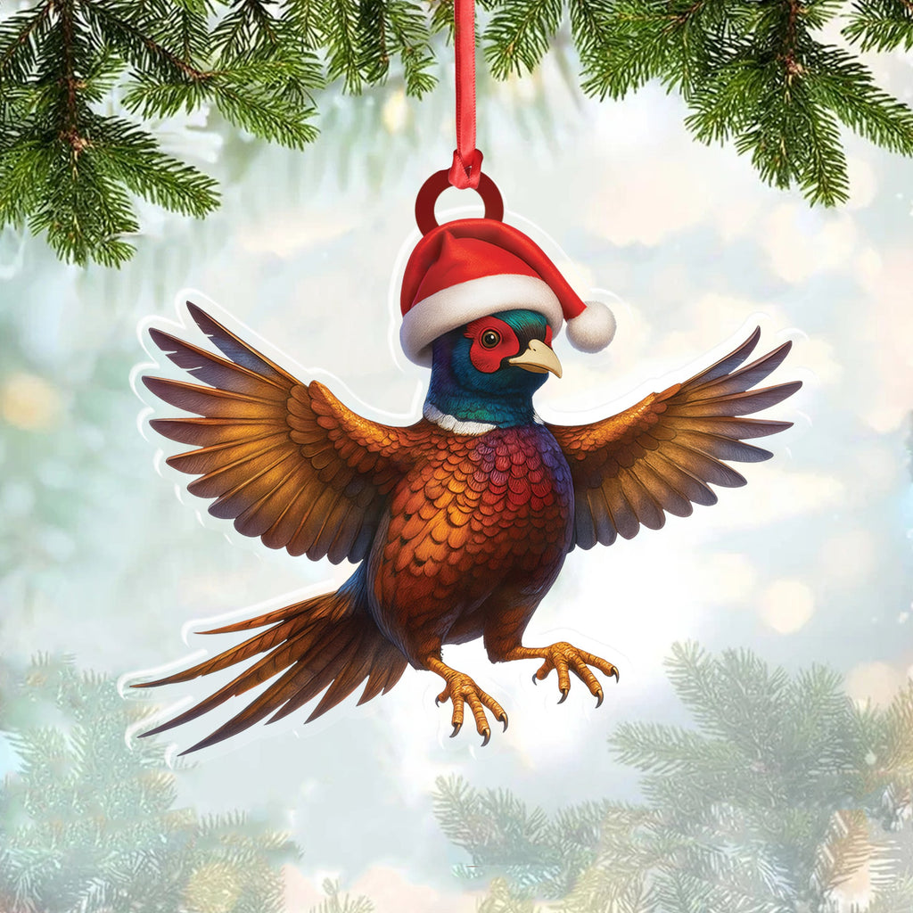 Christmas Pheasant Acrylic Christmas Ornament - Funny Hunting Bird Decor Gift for Hunters & Outdoor Lovers
