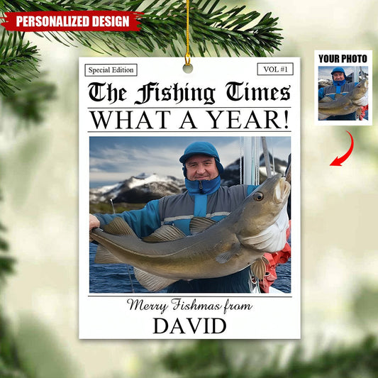 Custom Fishing Photo Ornament-Christmas Gift For Fishing Lover