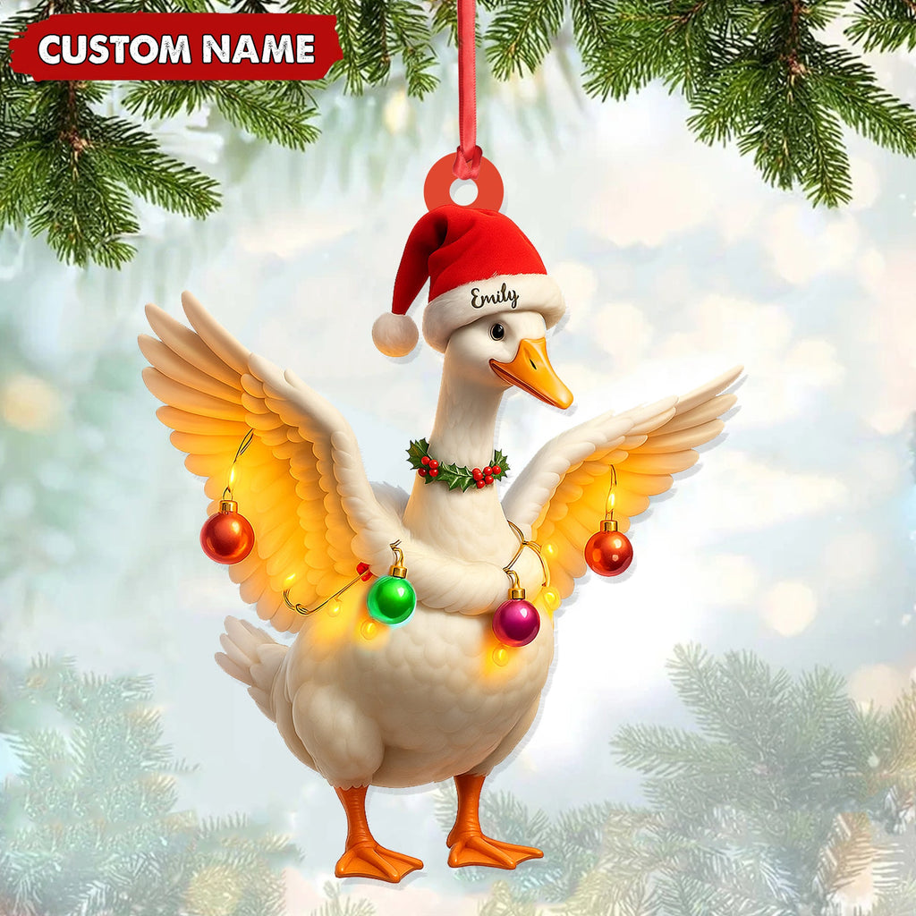 Custom Funny Christmas Duck Decoration Acrylic Ornament – Cute Personalized Holiday Gift for Friends & Duck Lovers