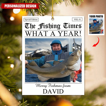 Custom Fishing Photo Ornament-Christmas Gift For Fishing Lover