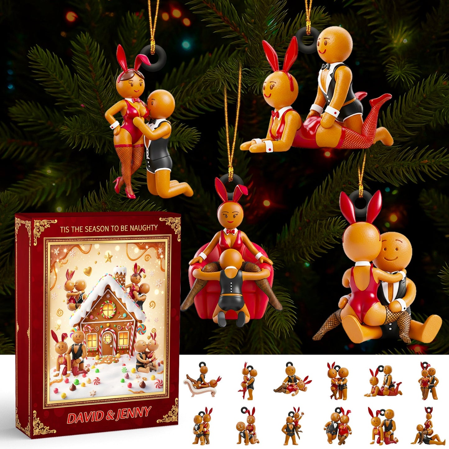 Gingerbread Couple Christmas Advent Calendar Blind Box Personalized Gifts For Couple