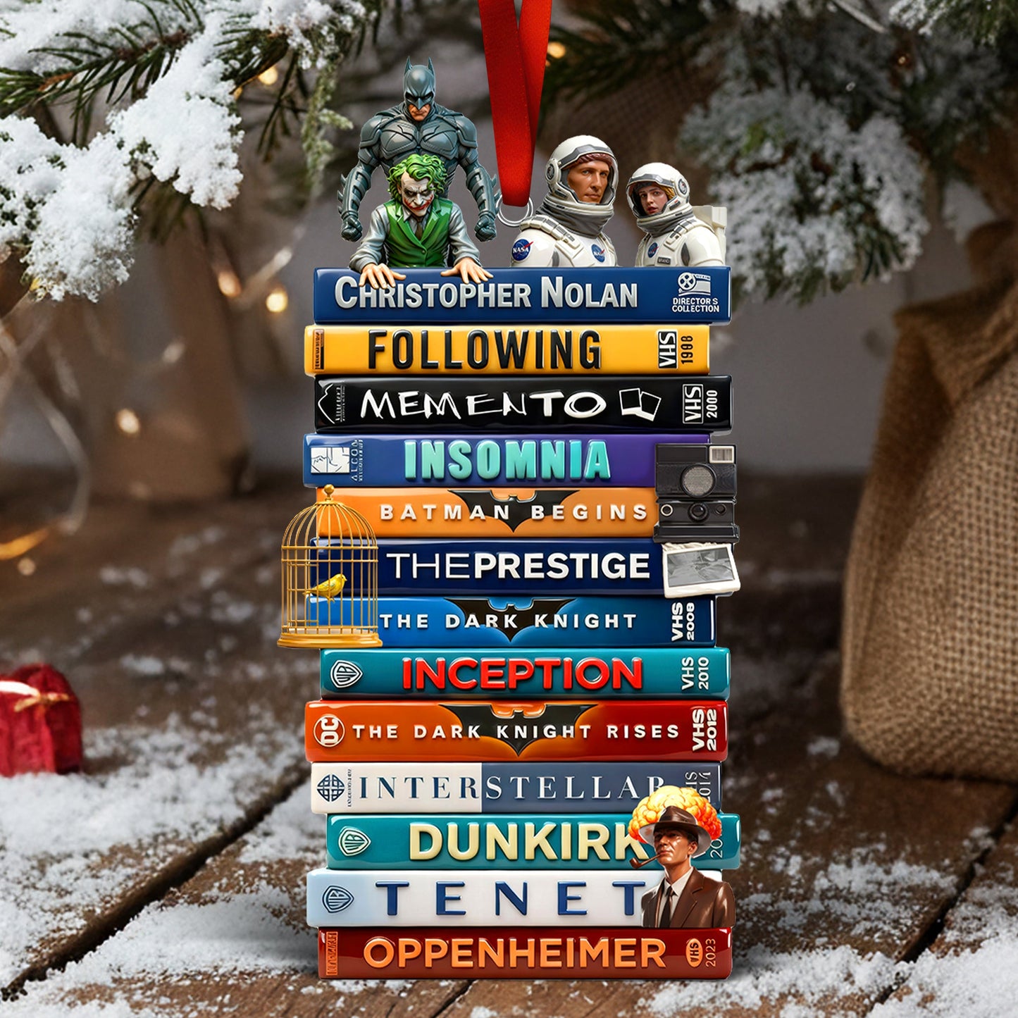 Masterpiece Stack Acrylic Ornament – Personalized Gift for Cinema Geeks