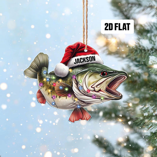 Fish 2D Flat Ornament - Personalized Custom Shaped Acrylic Ornament - Christmas Gift For Him, for Dad, Fishing Lovers