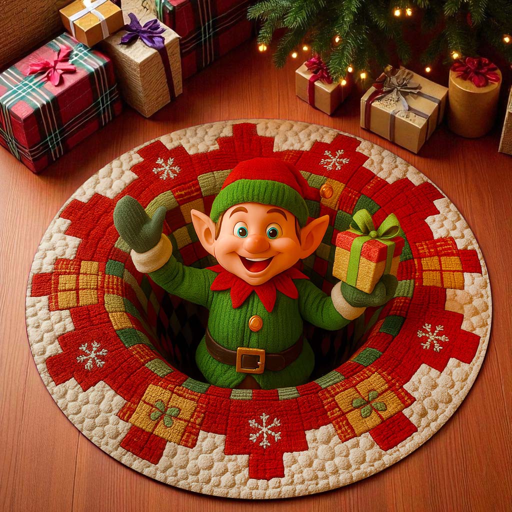 Christmas Elf Optical Illusion Rug